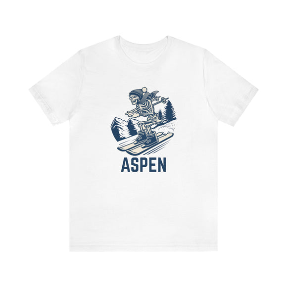 Aspen, Colorado T-Shirt - Skeleton Skier Unisex Aspen Shirt
