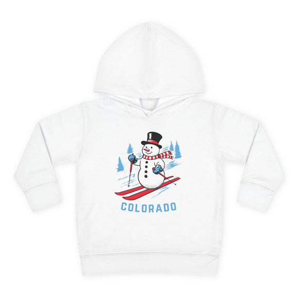 Colorado Toddler Hoodie - Unisex Skiing Snowman Colorado Sweatshirt