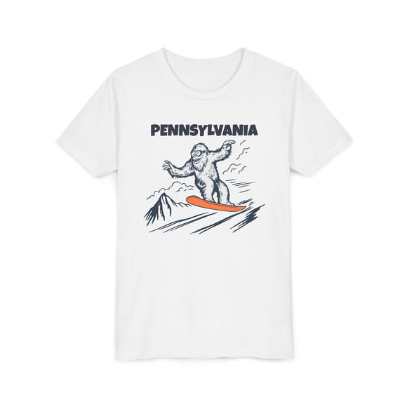 Pennsylvania Yeti Snowboard Youth Tee - Kids Skiing Shirt