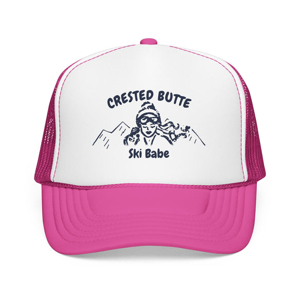 Crested Butte, Colorado Ski Babe Trucker Hat — Foam Mesh Cap