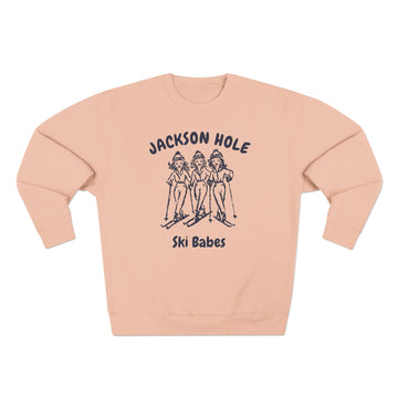 Buy pale-pink Premium Jackson Hole, Wyoming Ski Babes Sweatshirt