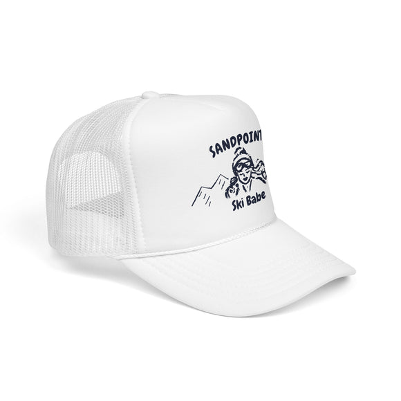 Sandpoint, Idaho Ski Babe Trucker Hat — Foam Mesh Cap
