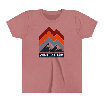 Winter Park, Colorado Youth Shirt - Retro Mountain Winter Park Kid's T-Shirt - Chevron Peaks