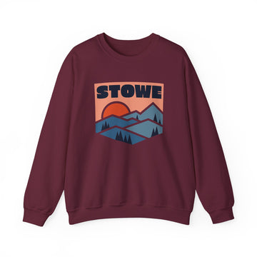 Buy maroon Stowe, Vermont Sweatshirt Retro Mountains, Stowe Unisex Graphic Crewneck