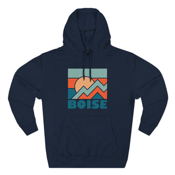 Buy navy Boise, Idaho Hoodie - Retro Mountain Unisex Sweatshirt