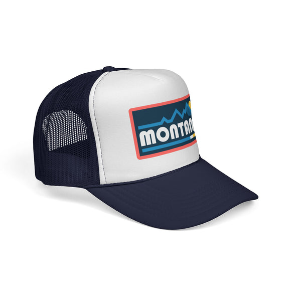 Montana Retro Mountains Trucker Hat - Vintage Style Montana Cap
