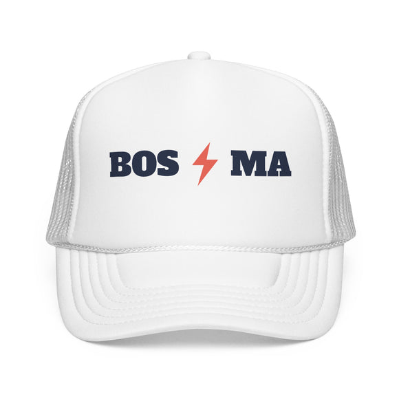 Boston, Massachusetts Retro Trucker Hat - Lightning Foam Cap