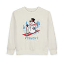 Vermont Toddler Sweatshirt - Skiing Snowman Vermont Toddler Crewneck Sweatshirt-1