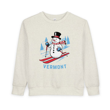 Vermont Toddler Sweatshirt - Skiing Snowman Vermont Toddler Crewneck Sweatshirt