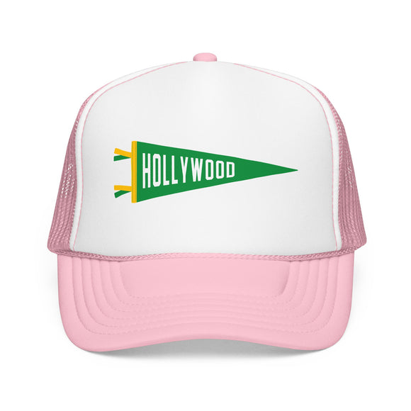 Hollywood, California Pennant Trucker Hat — Retro Flag Foam Cap