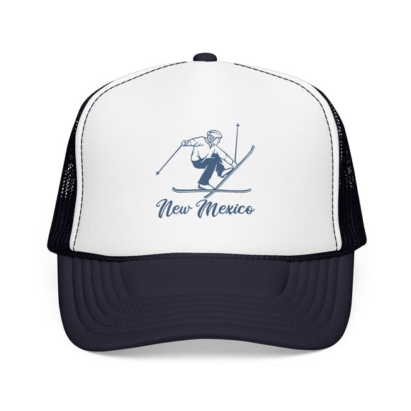 New Mexico Snow Ski Trucker Hat — Retro Skier Foam Cap