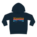 Wyoming Toddler Hoodie - Retro Mountain Sun Unisex Wyoming Toddler Sweatshirt-4