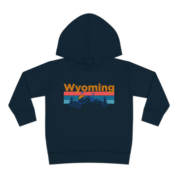 Buy navy Wyoming Toddler Hoodie - Retro Mountain Sun Unisex Wyoming Toddler Sweatshirt