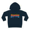 Wyoming Toddler Hoodie - Retro Mountain Sun Unisex Wyoming Toddler Sweatshirt