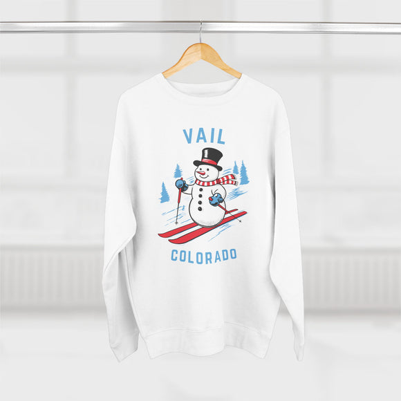 Premium Vail, Colorado Skiing Snowman Sweatshirt