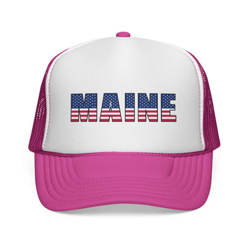 Buy pink Maine Stars and Stripes Trucker Cap | American Flag State Design