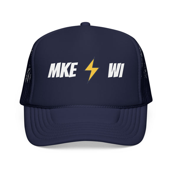 Milwaukee, Wisconsin Retro Trucker Hat - Lightning Foam Cap - Lightning Black
