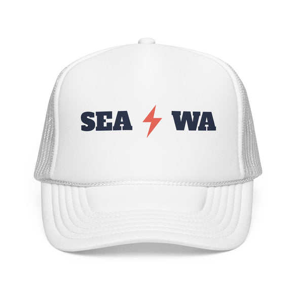 Seattle, Washington Retro Trucker Hat - Lightning Foam Cap