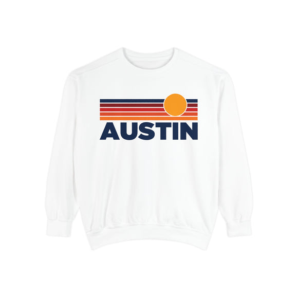 Austin, Texas Sunset Stripes Sweatshirt | Comfort Colors - 100% Cotton