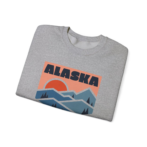 Alaska Sweatshirt Retro Mountains, Alaska Unisex Graphic Crewneck
