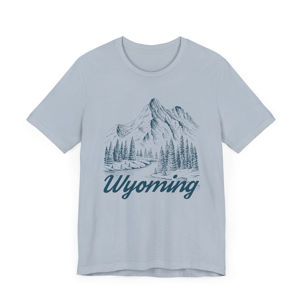 Wyoming Graphic Tee - Mountain Illustration Wyoming T Shirt