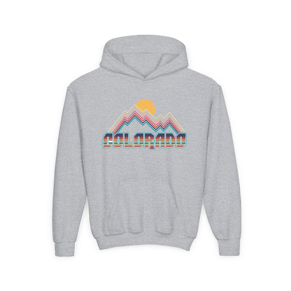 Colorado Youth Hoodie - Retro Mountain Colorado Youth Sweatshirt