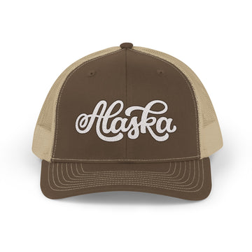 Buy brown-khaki Alaska Snapback Trucker Cap - Embroidered Alaska Hat