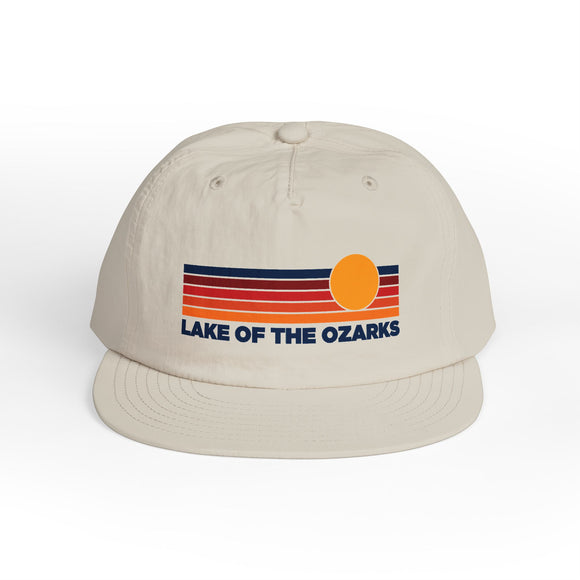 Lake of the Ozarks, Missouri retro sunset Surf Cap | vintage striped sun state hat