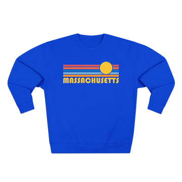 Buy royal-blue Premium Massachusetts Retro Sun Graphic Sweatshirt