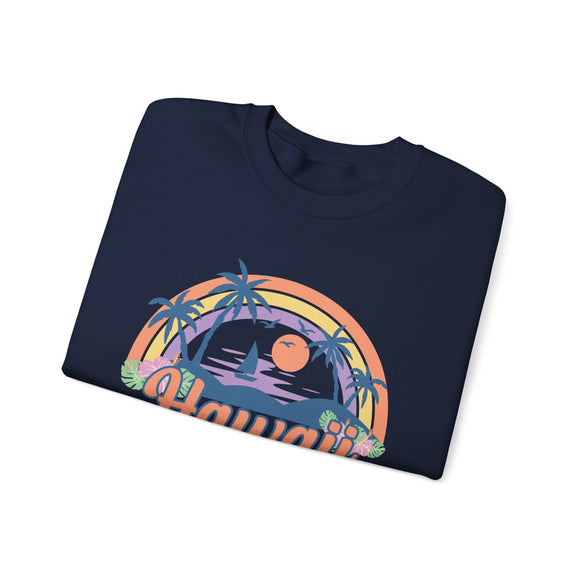 Hawaii Sweatshirt - Unisex Retro Beach Hawaii Crewneck Sweatshirt