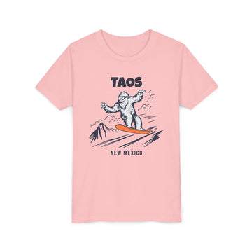 Buy pink Taos, New Mexico Yeti Snowboard Youth Tee - Kids Skiing Shirt