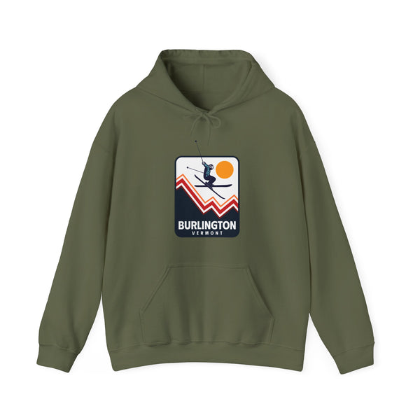 Burlington, Vermont Hoodie - Unisex Snow Ski Jump Burlington Hoodie Sweatshirt