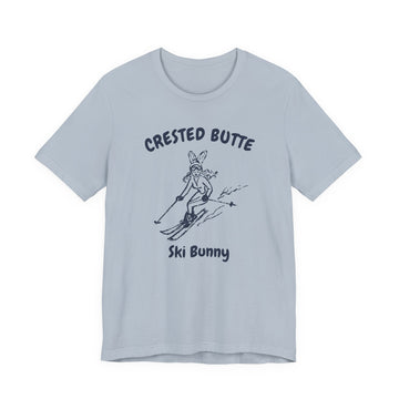 Buy light-blue Crested Butte, Colorado Ski Bunny T‑Shirt — Retro Skiing Graphic Tee