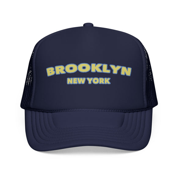 Brooklyn, New York Foam Trucker Hat – Retro Varsity City Cap