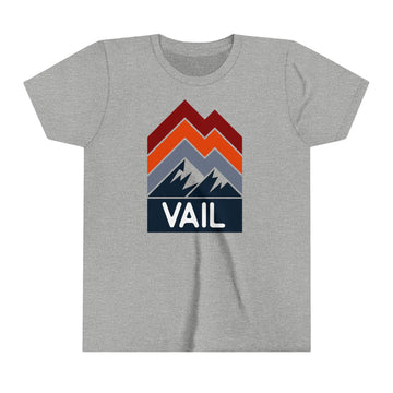 Buy athletic-heather Vail, Colorado Youth Shirt - Retro Mountain Vail Kid's T-Shirt - Chevron Peaks