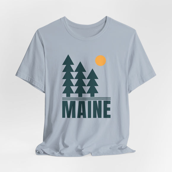 Maine T Shirt - Retro Trees Maine Tee