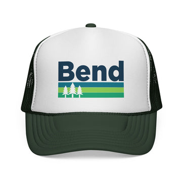 Buy dark-green Bend, Oregon Retro Trees Trucker Hat - Vintage Style Bend Cap