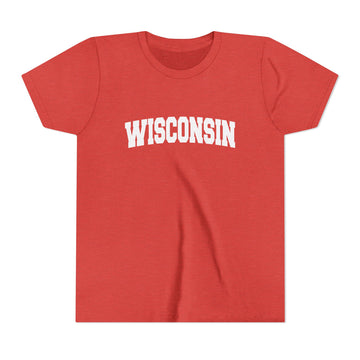 Buy heather-red Wisconsin Youth Graphic Tee - Kids T Shirt