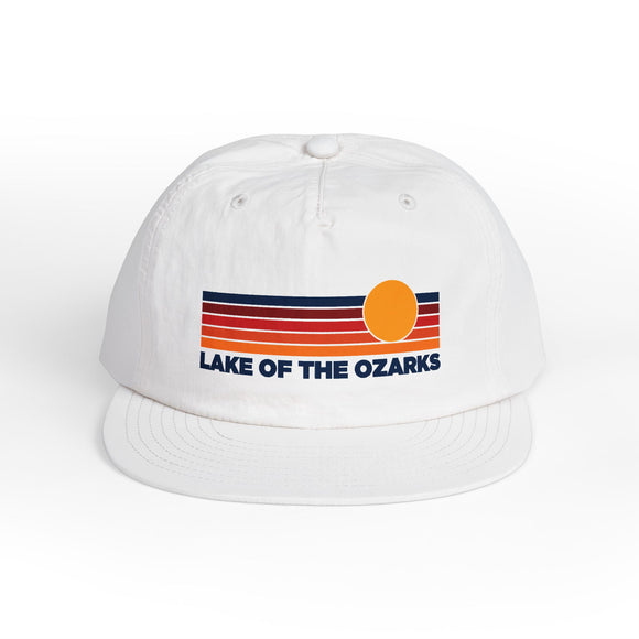 Lake of the Ozarks, Missouri retro sunset Surf Cap | vintage striped sun state hat