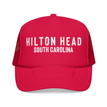 Buy red Hilton Head, South Carolina Trucker Hat - Foam Hilton Head Cap