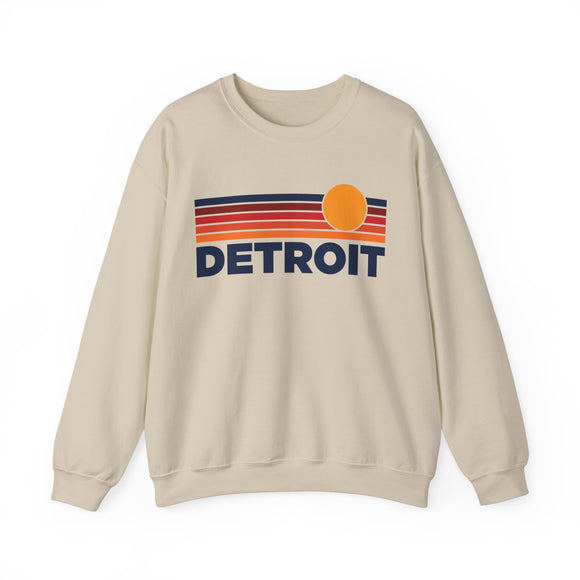 Detroit, Michigan Sweatshirt Retro Sun Unisex - Detroit Vintage Inspired Warm Pullover Jumper