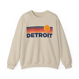 Detroit, Michigan Sweatshirt Retro Sun Unisex - Detroit Vintage Inspired Warm Pullover Jumper