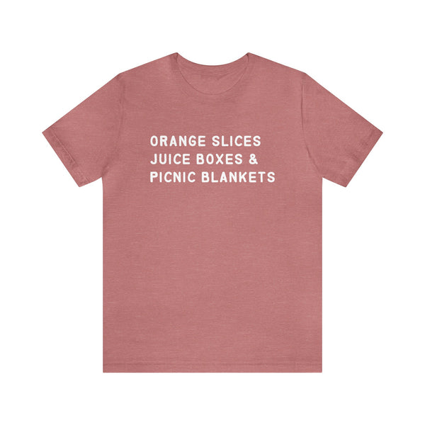Soccer Mom T-Shirt - Fun Orange Slices, Juice Boxes Tee