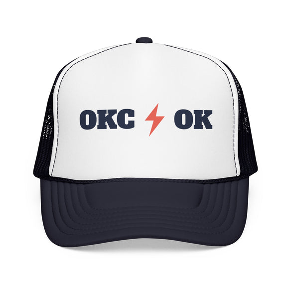 Oklahoma City, Oklahoma Retro Trucker Hat - Lightning Foam Cap