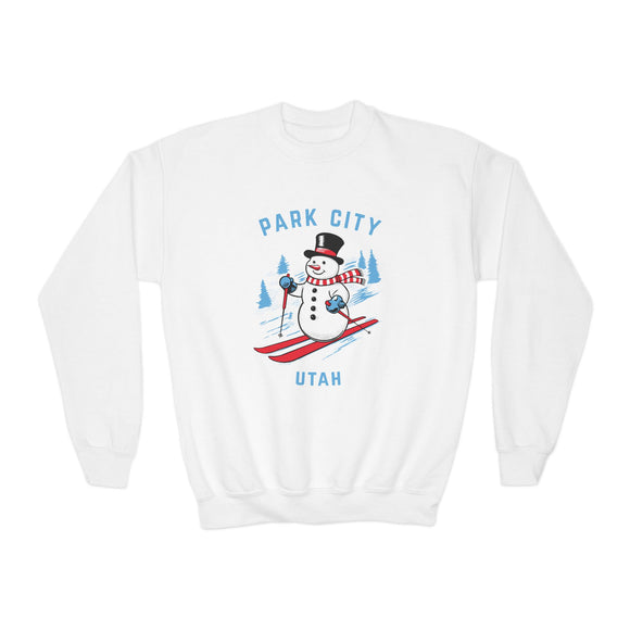 Park City, Utah Youth Crewneck Sweatshirt - Ski Snowman Unisex Kid's Park City, Utah Sweatshirt