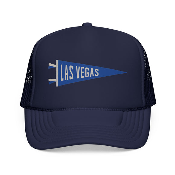 Las Vegas, Nevada Pennant Trucker Hat — Retro Flag Foam Cap