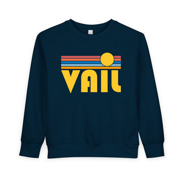 Buy navy Vail, Colorado Toddler Sweatshirt - Retro Sun Vail Toddler Crewneck Sweatshirt