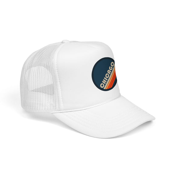 Chicago, Illinois Retro Trucker Hat — Vintage Striped Foam Cap