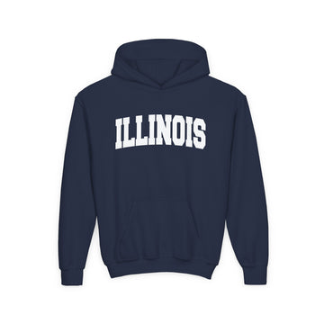 Buy navy Illinois Youth Hoodie - Kids Illinois Hooded Sweatshirt