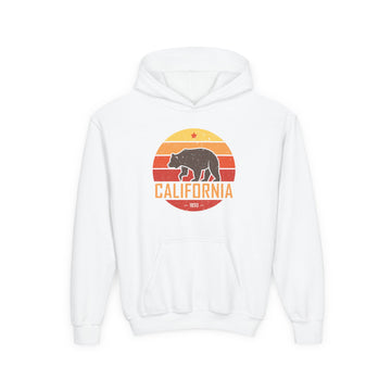 California Youth Hoodie - Retro California Bear Youth Sweatshirt